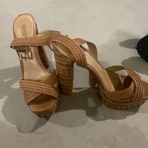 Raffia shutz heel sandals